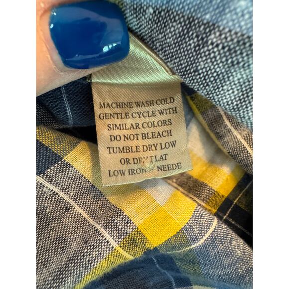 Authentic True Grit California Plaid Linen Shirt Size M - Picture 5 of 12